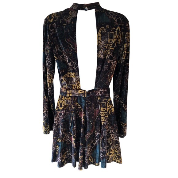 Free People Velvet Backless Romper Shorts Size 6 Shorts Long Sleeve High Neck - Picture 3 of 8